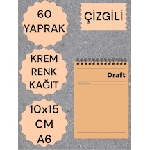 Kareli 10x15 Cm A6 Üstten Açılır Not Defteri Krem Renk Kağıt 60 Yaprak Sarı