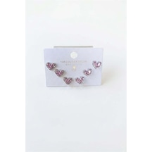 Kalp Set Küpe - Gümüş Çok Renkli 47946250