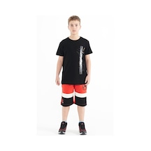 Tommylife Tommy Life Fiesta Renkli Baskılı Bağcıklı Nakış Detaylı Standart Kalıp Erkek Çocuk Şort - 11129 Kırmızı
