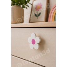 8 Adet - Pembe Modern Papatya Dolap Kulpu - Çocuk Odası Kulp, Papatya Kulp - 5 Cm - Kulp Vidası Dahildir Sarı
