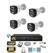 4 Kameralı 250gb Hdd Güvenlik Kamera Seti 5mp 1080p Full Hd Tam Renkli Gece Görüş Dvr Kayıt Cihazlı Tak Çalıştır Sistem