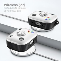 Airpods 3 İle Uyumlu Gaming Serisi Hybrid Tasarım Kılıf - İç Kısmı Tpu - Dış Kısmı Polikarbonat - Kenarları Fiber Karbon Kaplama Premium Tasarım Ve Mükemmel Koruma Beyaz, Airpods 3 2021