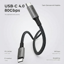 Usb 4.0 V2.0, 80gbps Usb C Veri Kablosu, 240w Usb C Şarj Kablosu, 8k 60hz 4k 240hz 2k 360hz Thunderbolt 5 Görüntü Kablosu, Macbook, Monitör, Docking İstasyonu, İphone İle Uyumlu - 1 Metre