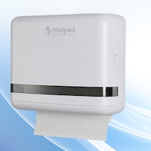 Mulpex Beyaz Duvara Monte Z Katlamalı Kağıt Havlu Dispenseri Premium Abs Gövde, Anahtarlı Kilit, Vidalı & Yapışkan Montaj Beyaz