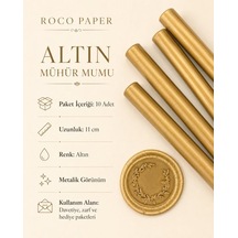 Altın Silindir Mühür Mumu, 10 Adet - 11 Cm, Zarf Ve Davetiye Mühr Diğer