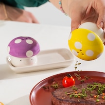 Porsima Mıo-037 Mantar Motifli 2li Standlı Tuzluk Biberlik Seti Çok Renkli