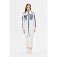 Esswaap Jakar Denim Kombinli Koton Tunik Laci Lacivert