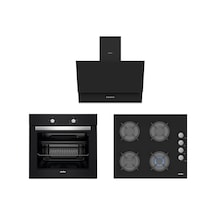 Simfer 7332 - 3500 - 8708 Siyah Ankastre Set