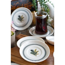 Palmiye 6 'lı Porselen Çay Tabağı Seti Çok Renkli