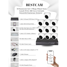 10 Kameralı Set 5 Mp Sony Lensli Full Hd Dome Kamera 500 Gb Hdd