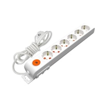 Mutlusan Rı - Tech Anahtarlı Topraklı Grup Priz Çocuk Korumalı 3 M Kablolu 6'lı