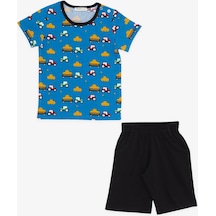 Breeze Girls & Boys Erkek Çocuk Şortlu Pijama Takımı Traktör Desenli 1.5-5 Yaş, Mavi-mavi Mavi