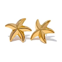 Novahub Altın 316l Paslanmaz Çelik Denizyıldızı Büyük Küpe Kadınlar İçin Anti Alerjik Takı Plaj Hediye Yeni Altın