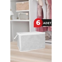 Dolap İçi Düzenleyici 6'lı Çorap Hurcu Tela Malzeme 47x28x17cm Büyük Boy Tela Gri Tr Diğer