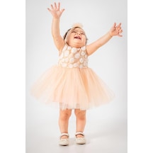 Kız Bebek Tütü Elbise Abiye Bebek Elbisesi Somon Exclusive 001