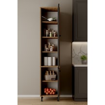 Aeka Ae-2028 Soft 2 Kapaklı Raflı Dar Yüksek Boy Banyo Çok Bölmeli Depolama Dolabı 40x180 Cm Çok Amaçlı Dolap Çam - Antrasit