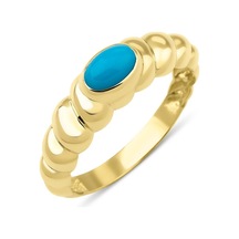 Fiyonk Kuyumculuk 14 Ayar Altın Bombeli Firuze Yüzük 001