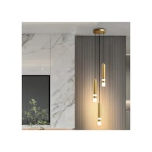 Eskitme Gold 3'lü Sarkıt Boru 6500k Soğuk Beyaz Led Modern Avize