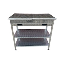 Paslanmaz Kömürlü Mangal 40 X 80 Çift Sehpalı Lama Izgaralı