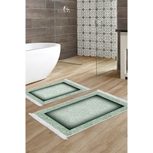 Eko Trend Djt 2 Li Yıkanabilir Kaymaz Taban Banyo Paspas Klozet Takımı 767 Bordürlü Bordo 60 X 100 - 50 X 60 Yeşil
