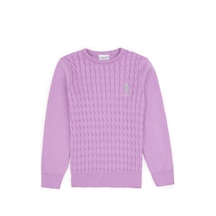 U.S. Polo Assn. Kız Çocuk Lila Bisiklet Yaka Basic Kazak 50313060-VR034