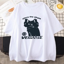 Tarzsokak Beyaz Japon Kanji Kedi /erkek Sevimli Streetwear Kawaii Grafik Ba Beyaz