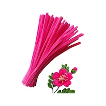 25 Adet Koyu Pembe Şönil, Çiçek Yapımına Uygun Tüylü Tel, 30 Cm 6 Mm
