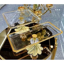 Elta Collection 2 Parça Gold Semazen Metal Ayaklı Pasta Sunumluk Kurabiyelik Seti Gold