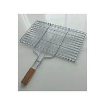 Mobilreyon Izgara 26x43 Cm, Ağaç Saplı Tel Izgara, Kamp Mangal, Et - Balık - Tavuk Kanat