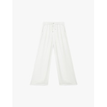 Koton Beli Bağlamalı Viskon Karışımlı Geniş Paça Pantolon Beyaz 6skg40061aw