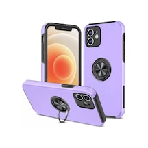 Newface Apple İphone 12 Kılıf Elit Yüzüklü Kapak - Mor