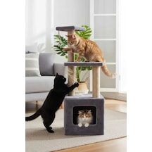 Yuvalı Kare Ev Kedi Tırmalama, Basamaklı Gri Tasarım