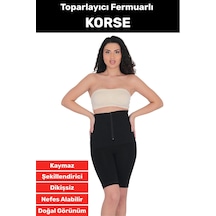 Özel Üretim Vücut Şekillendirici Beden Küçülten Sıkılaştıran Fermuarlı Klasik Toparlayıcı Korse Siyah
