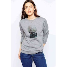Anime Tokyo Ghoul Anteiku Baskılı Gri Kadın Sweatshirt (534614206)