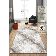 Raschel Carpet Çizgi Desenli Kahverengi Kaymaz Taban Kalın Peluş Halı - Yolluk