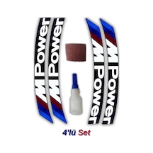M-power 3d Otomobil Jant Lastik Yazısı Sticker Arma Şerit Motosiklet - 4'lü Set