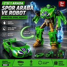 Dönüşen Robot Araba 2'si 1 Arada Spor Araba Ve Robot Oyuncak Manuel Dönüşüm - Yeşil