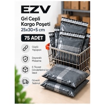 Gri Cepli Kargo Poşeti 25x30+5 Cm 75 Adet