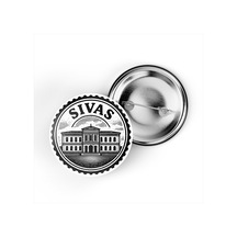 5 Adet İğneli Çanta Rozeti - Kongre Binası - Sivas - 44 MM Çok Renkli