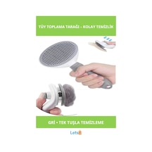 Otomatik Temizlenen Kedi Köpek Tüy Tarama Fırçası Gri