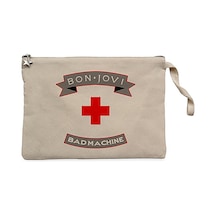 Bon Jovi Bad Machine Krem Clutch Astarlı Cüzdan / El Çantası Krem