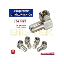 F Dişi - F Erkek L Tipi F Konnektör - 20 Adet