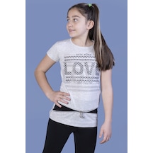 Toontoy Kids Toontoy Kız Çocuk T-shirt Love Varak Baskı Bej