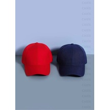 Caxis Spor Şapka Unisex 2 Adet Arkası Cırtlı Ayarlanabilir Kırmızı - Lacivert