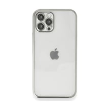 Apple Apple Uyumlu iPhone 12 Pro Kılıf Razer Lensli Silikon - Gümüş