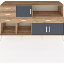 Kronos Konsol 2 Raflı 5 Çekmeceli 3 Kapaklı 176x59x99 Çam-antrasi Çam-antrasit/çam