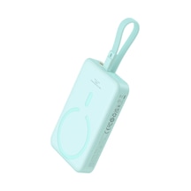 Baseus Magnetic Mini Wireless Fast Charge Power Bank İp Edition 10000mah 20w Peppermint Blue With Simple Series Charging Cable Type-c To Type-c 20v/3a 30cm White Mavi