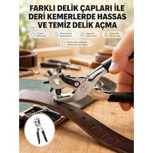 Deri Delme Pensesi 6 Uçlu Ayarlanabilir Kemer Delme Aleti Profesyonel Kullanım 1