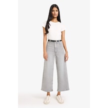 Defacto Culotte Yüksek Bel Düz Paça Uzun Jean Kar Yıkamalı Pantolon E7794ax26spnm55 Gri-nm55