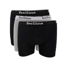 COjans 3 Adet Feelline Siyah Ve Gri Pamuklu Doğal Likralı Erkek Boxer Çok Renkli